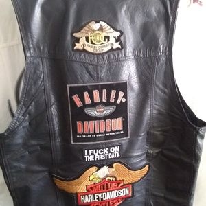 Harley-Davidson leather vest with patches